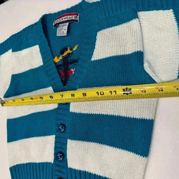 NWT Dockwear Kids Cardigan Sweater Teal & White Unisex Size 3T - Picture 6 of 12